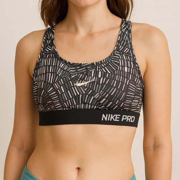 Nike Pro Dri-Fit Size XS Grey and White Athletic Sports Bra - Picture 1 of 5